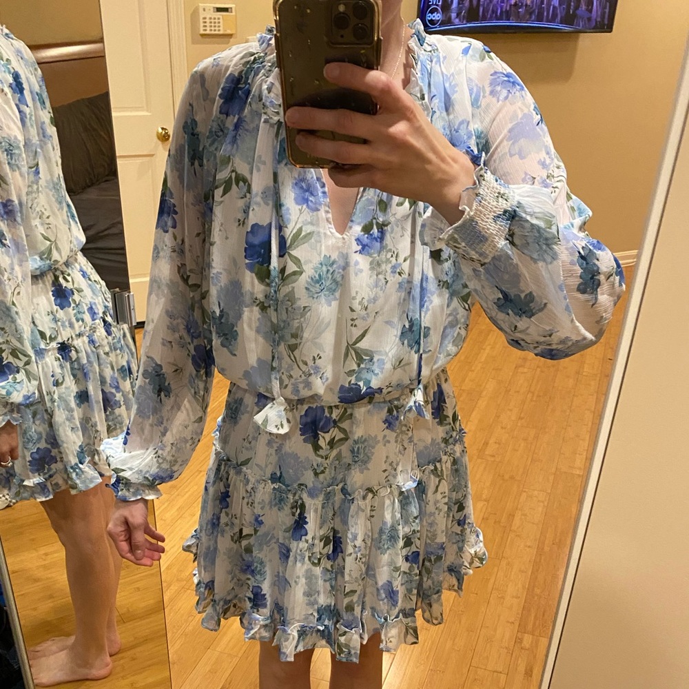 Beautiful chiffon ruffle dress from Vici. Size small